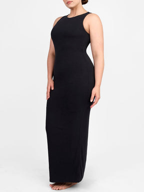 Curvy Essense Crew Collar Long Bulit-in Shapewear Dress