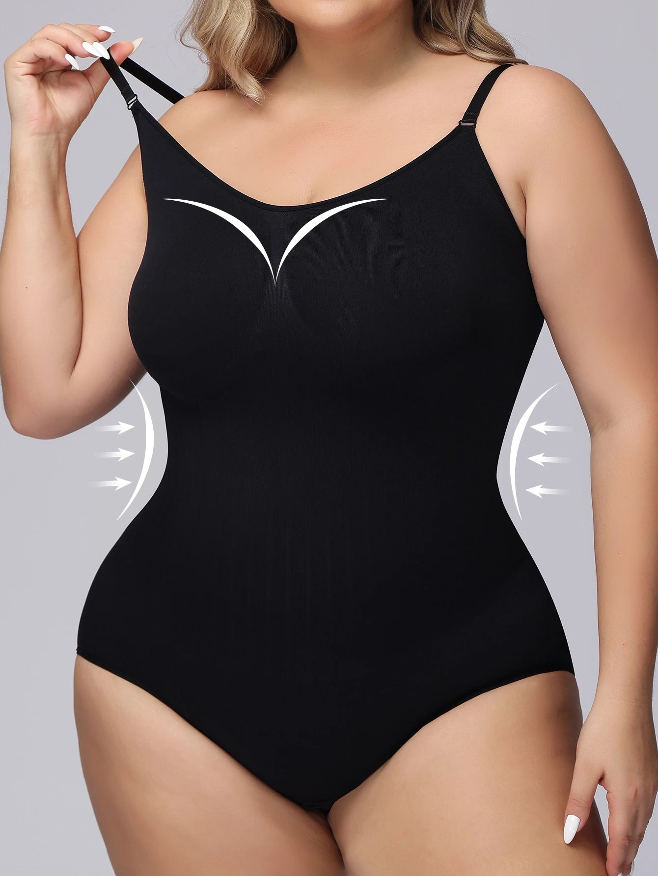 Women'S Seamless Plus-Size Underwear Hip Lift, Belly Tuck, Waist Strap Sexy One-Piece Shapewear