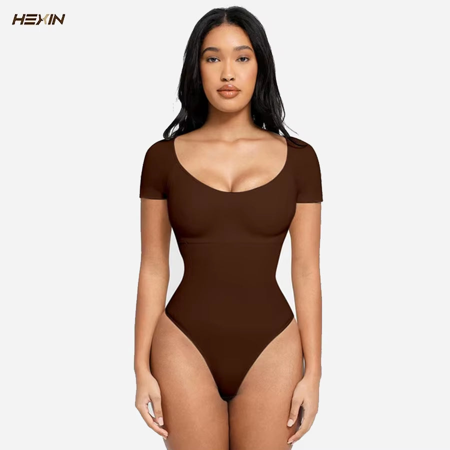 Hexin Eco-Friendly Seamless Bodysuit Casual Everyday Light Control Strong Chest Support Cooling Anti-Sweat Shapewear