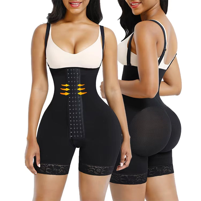 HEXIN Private Label Light Control Body Shaper Breathable Shapewear Bodysuit with Crotchless Design