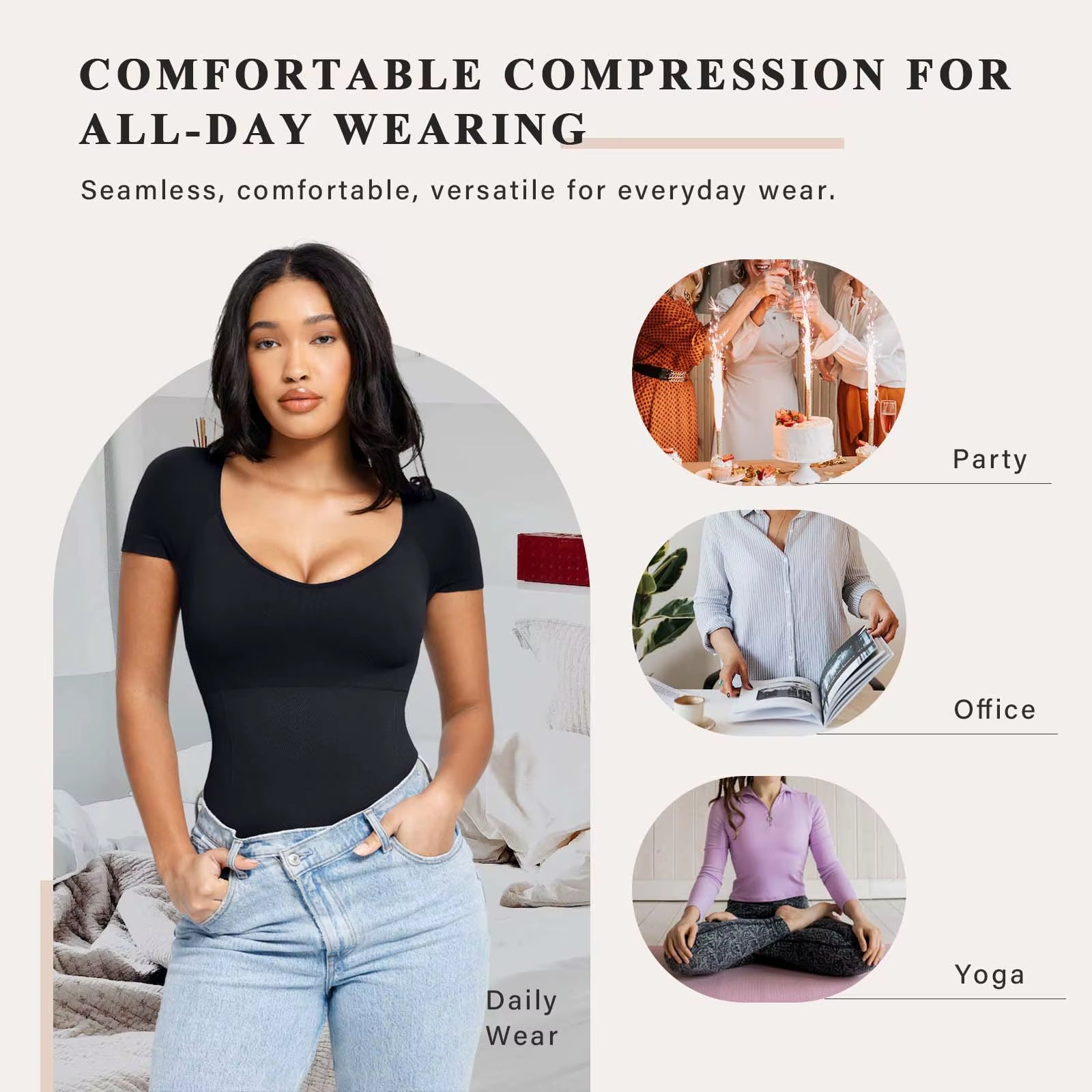 Hexin Eco-Friendly Seamless Bodysuit Casual Everyday Light Control Strong Chest Support Cooling Anti-Sweat Shapewear