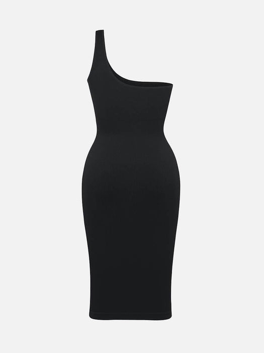 Seamless Eco-friendly One-shoulder Slanted Neck Waist Trimming Shaper Dress