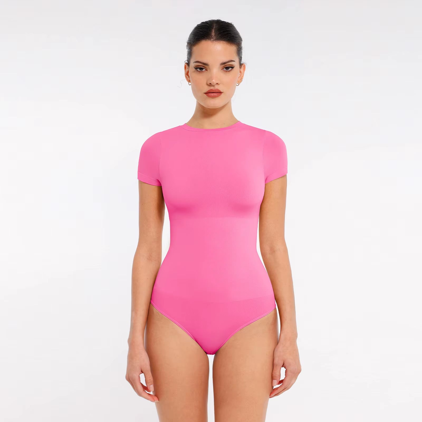 Hexin Women Breathable Spandex Waist Abdomen and Hip Shaping Bodysuit Seamless Short Sleeve Briefs Wholesale