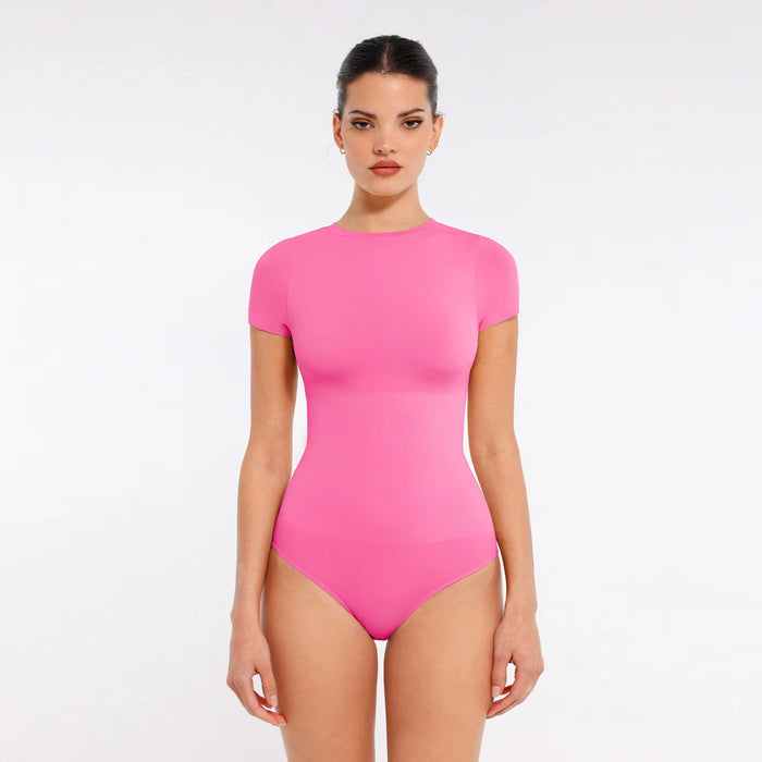 Hexin Women Breathable Spandex Waist Abdomen and Hip Shaping Bodysuit Seamless Short Sleeve Briefs Wholesale