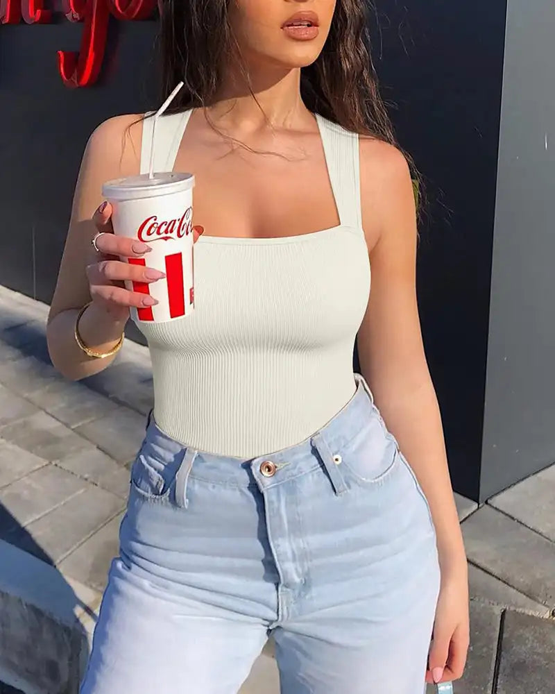 Bodysuit for Women Tummy Control Shapewear Seamless Sculpting Thong Body Shaper Tank Top Tank Wide Shoulder Straps