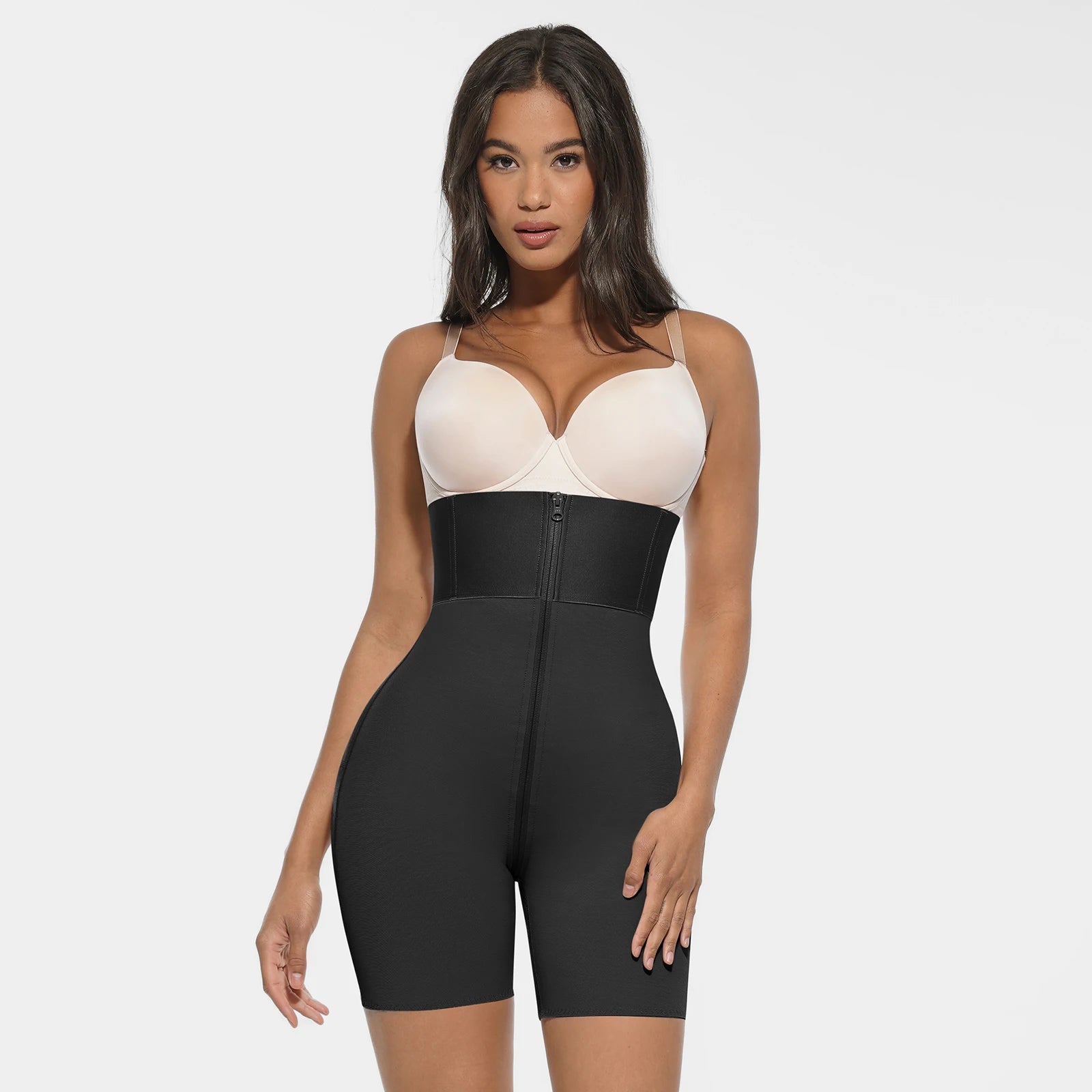 Hexin Zipper High Waist Wide Elastic Waistband Women'S Tummy Control Body Shaper Colombianas Butt Lifter BBL Shorts