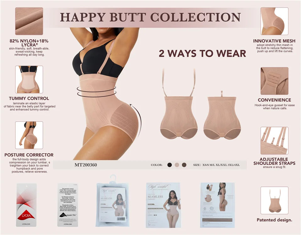HEXIN Dropshipping Women Seamless High Waist Tummy Control Body Shaper Butt Lifter Shapewear Panties