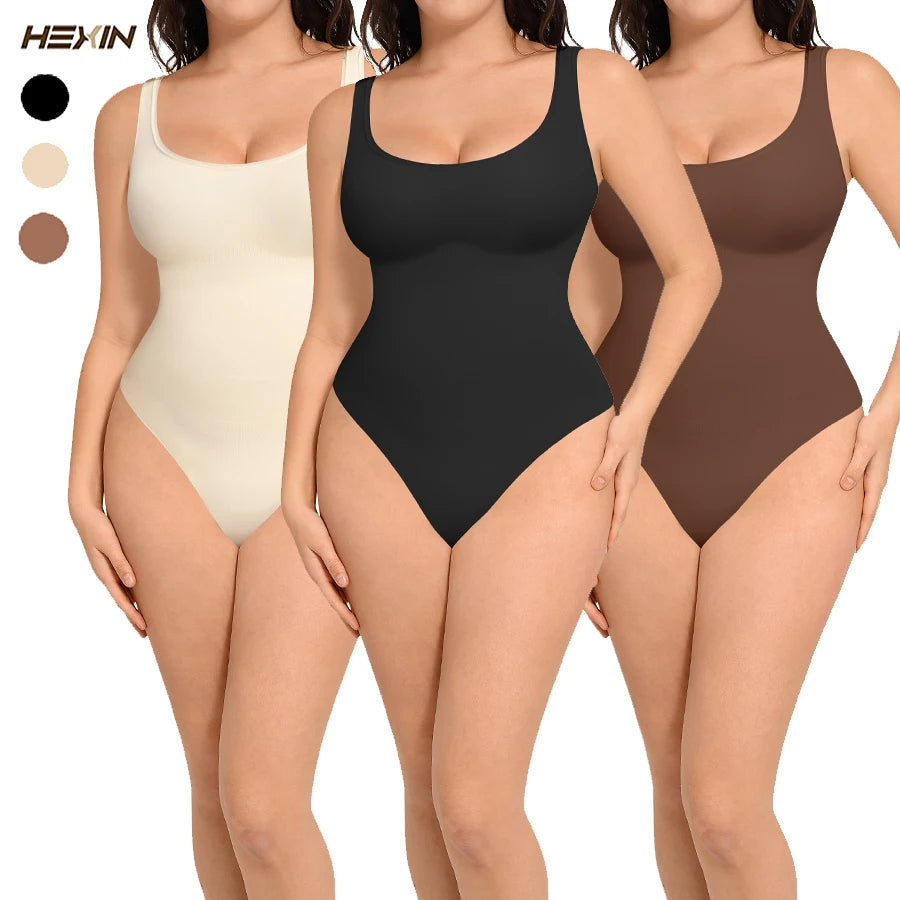 HEXIN Summer Sleeveless Loungewear Tummy Control Seamless Bodysuit Shapewear plus Size Elastic Knit Breathable Wholesale