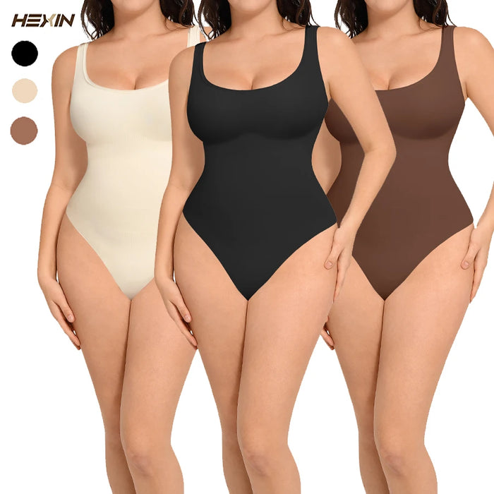 HEXIN Summer Sleeveless Loungewear Tummy Control Seamless Bodysuit Shapewear plus Size Elastic Knit Breathable Wholesale