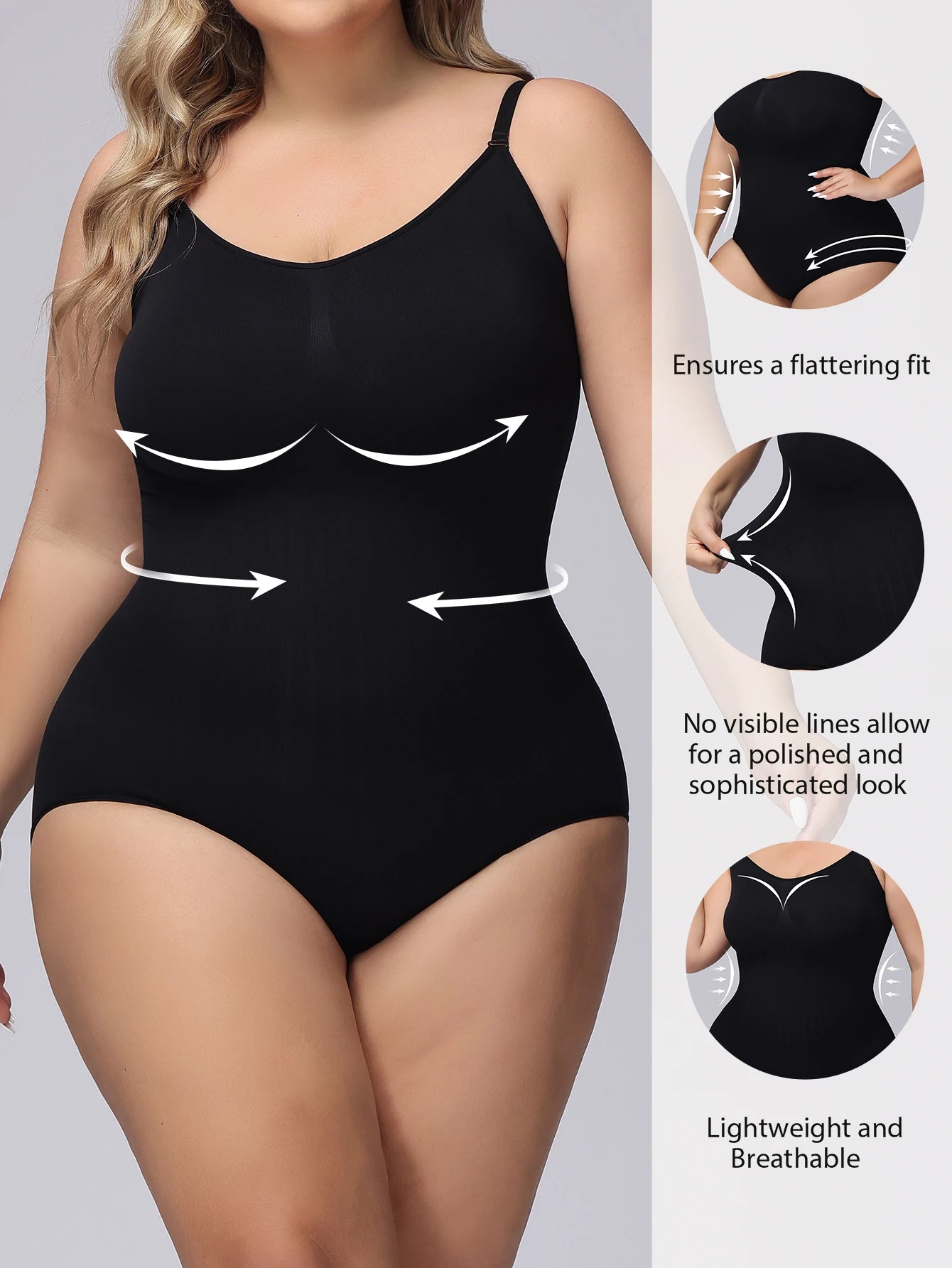 Women'S Seamless Plus-Size Underwear Hip Lift, Belly Tuck, Waist Strap Sexy One-Piece Shapewear