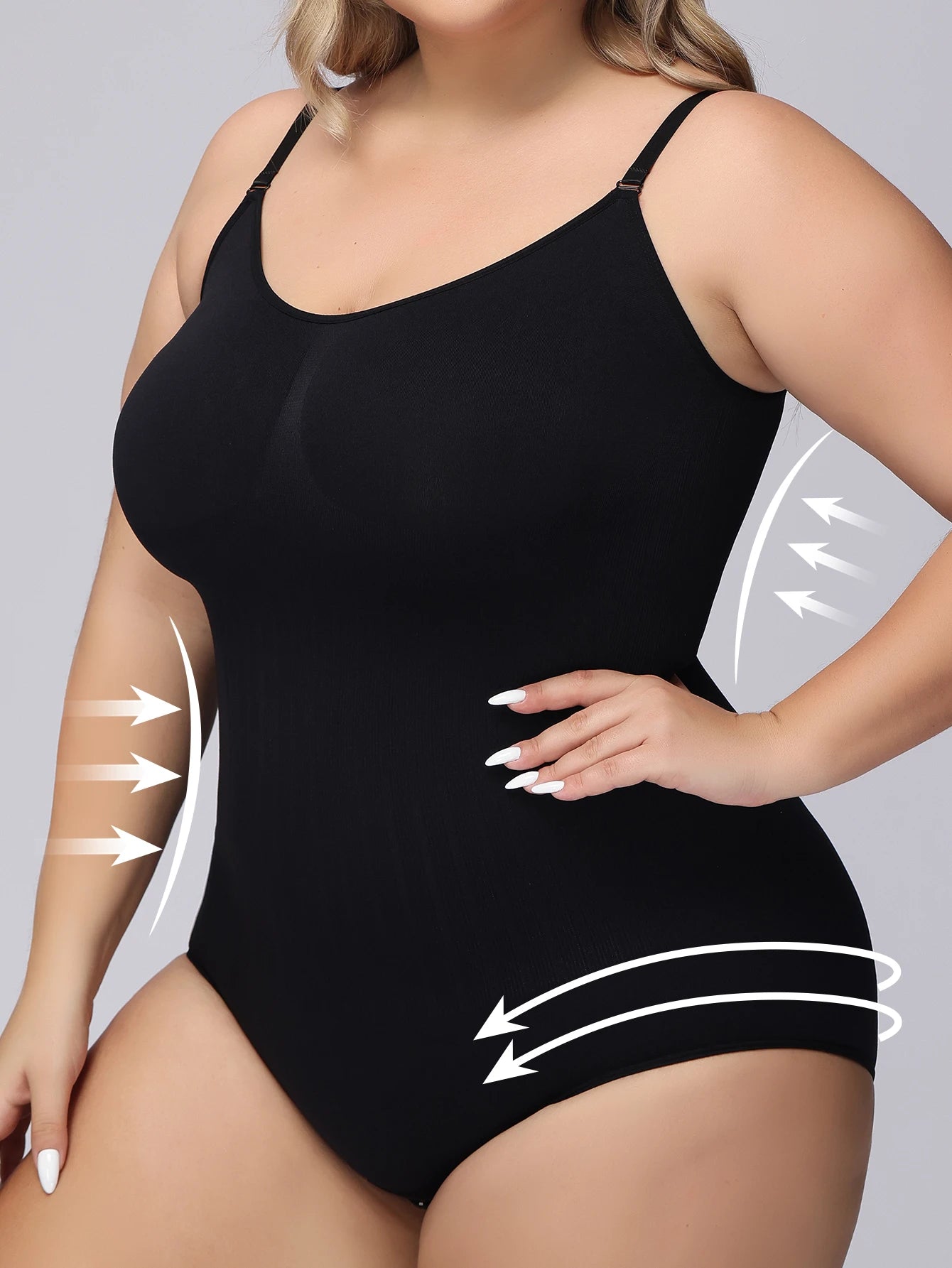 Women'S Seamless Plus-Size Underwear Hip Lift, Belly Tuck, Waist Strap Sexy One-Piece Shapewear