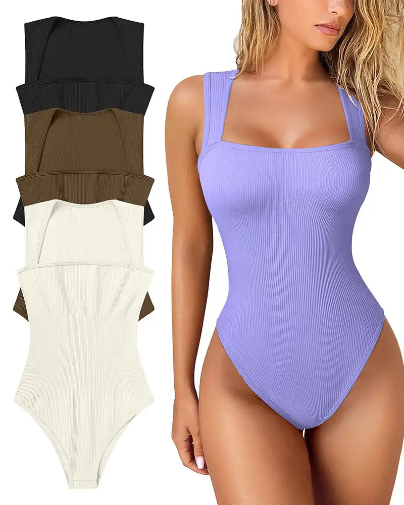 Bodysuit for Women Tummy Control Shapewear Seamless Sculpting Thong Body Shaper Tank Top Tank Wide Shoulder Straps