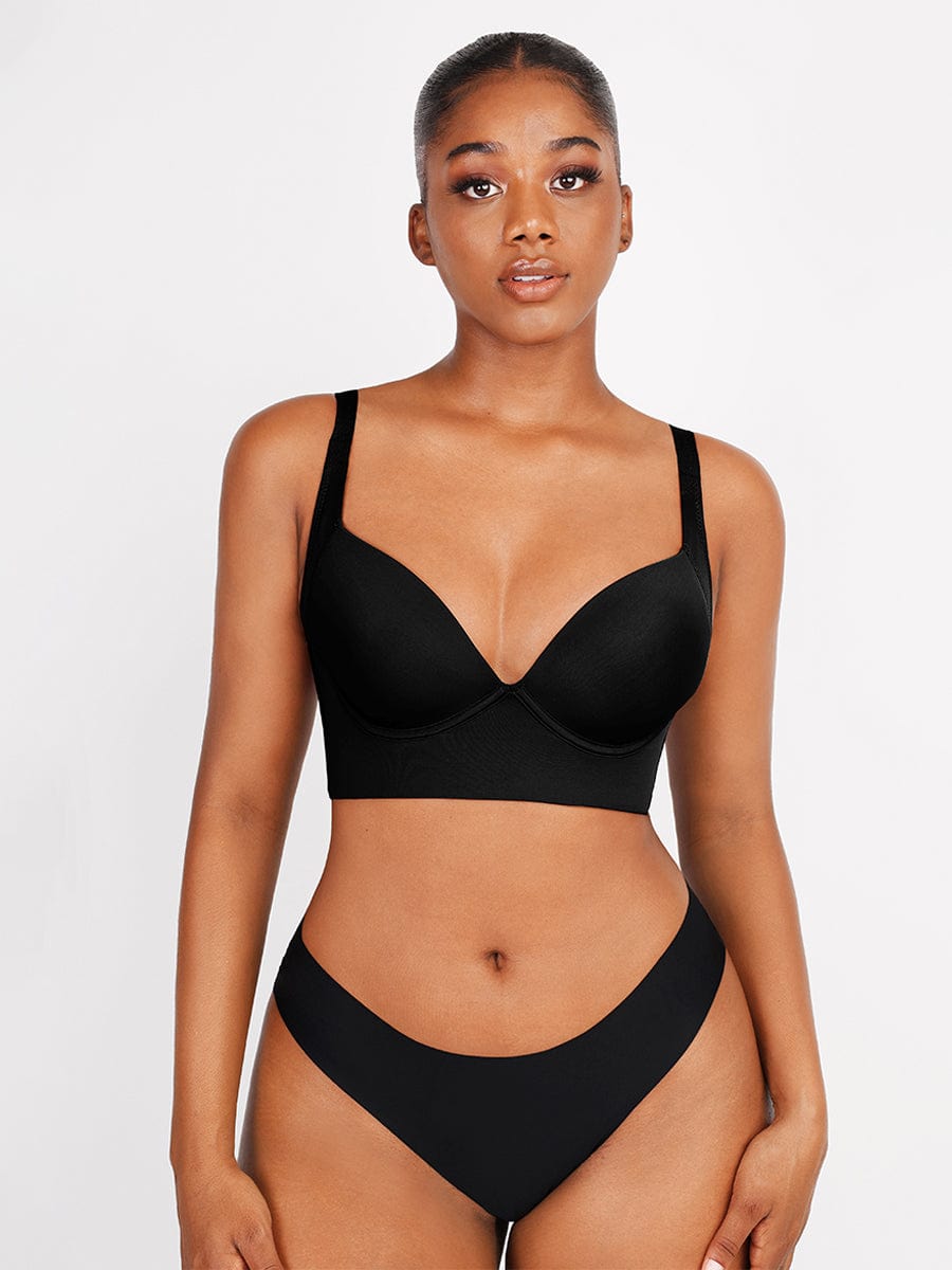 Wholesale Black Underwire Push-Up Sculpting Uplift Hide Back Fat Full Coverage Bra