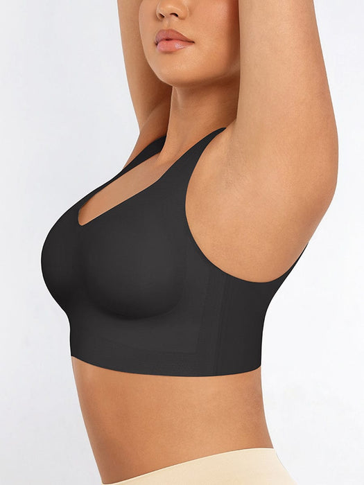 Fitted V-Neck Seamless Bra Tank Top