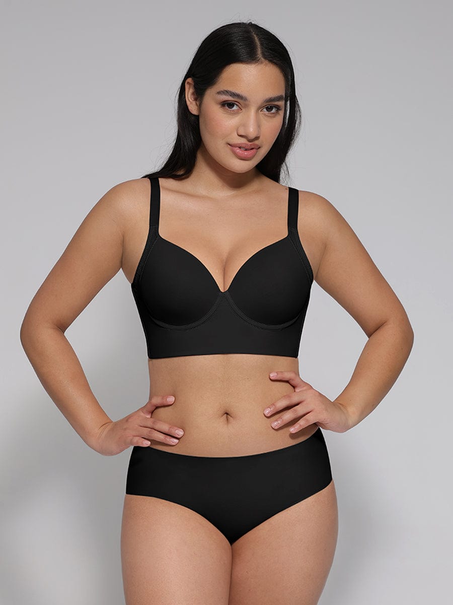 Wholesale Black Underwire Push-Up Sculpting Uplift Hide Back Fat Full Coverage Bra