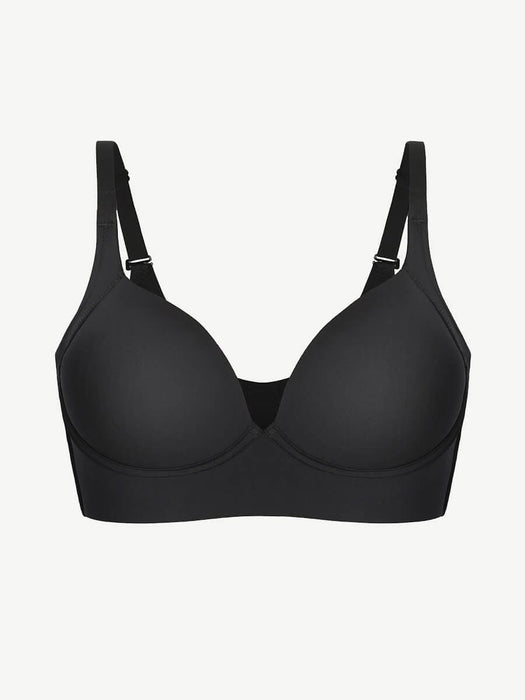 Black Underwire Push-Up Sculpting Uplift Hide Back Fat Full Coverage Bra