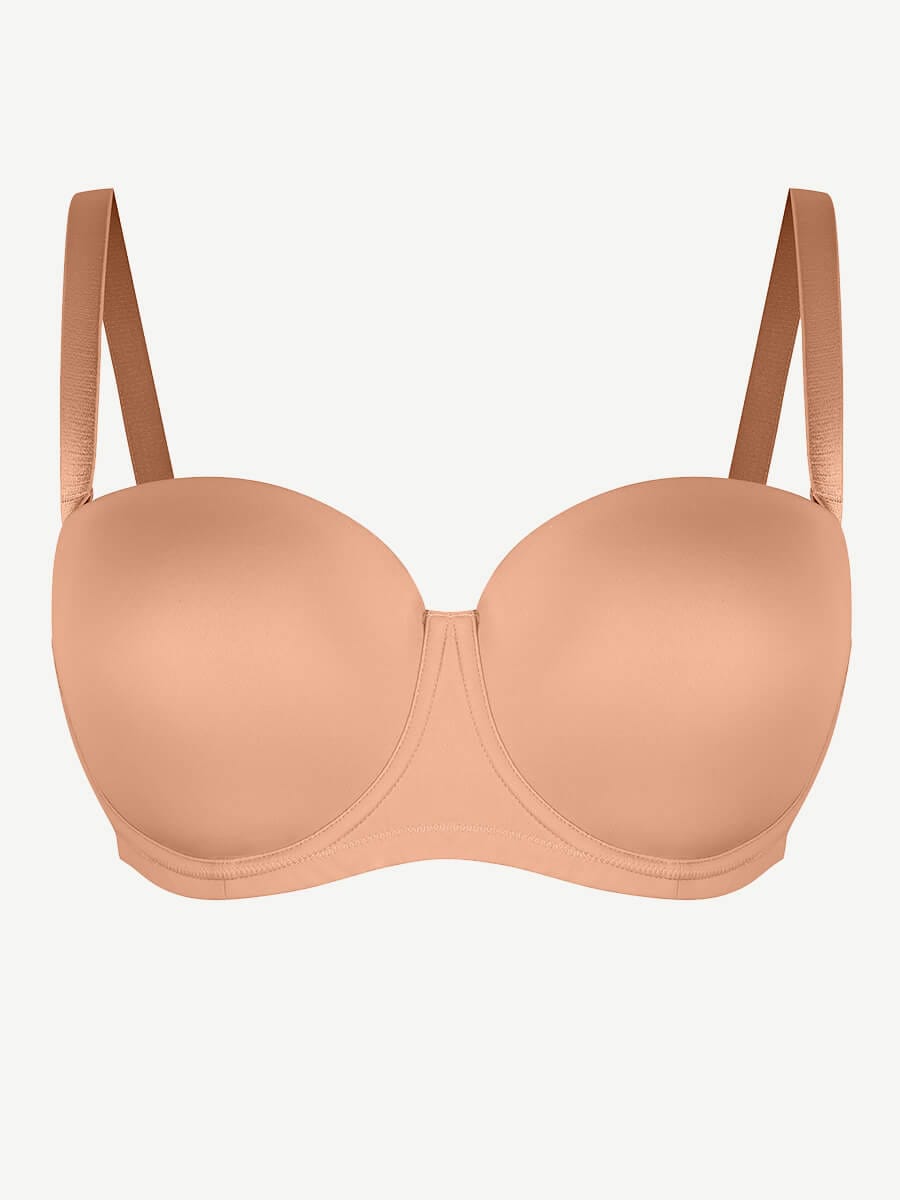Wholesale Strapless Non-slip Gathering Bust Support Underwire 1/2 Cup Bra