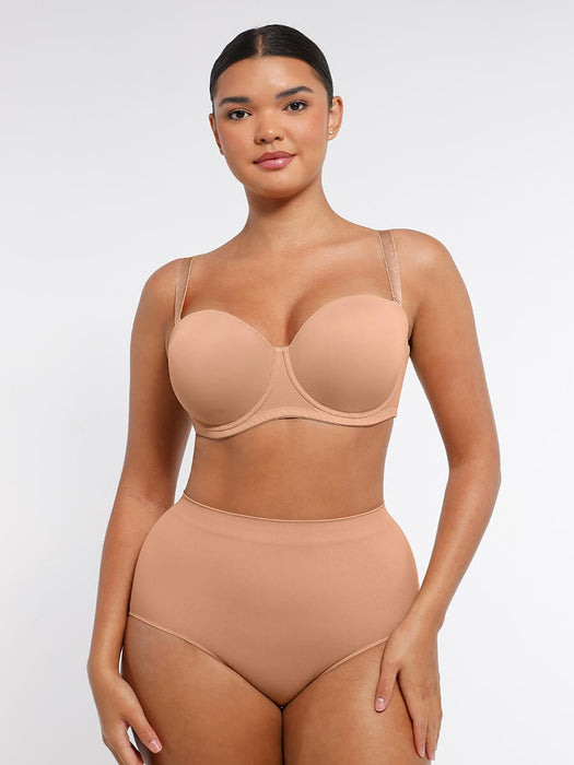 Strapless Non-slip Gathering Bust Support Underwire