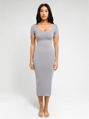 Wholesale Plunge Low-Back Mid-Thigh Shapewear With Removable Butt And Hips Pads